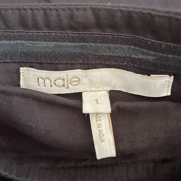 Maje Women's Black Cotton Silk Strapless Flirty Fit Flare Mini Dress sz 1 XXS 00 - Picture 7 of 15